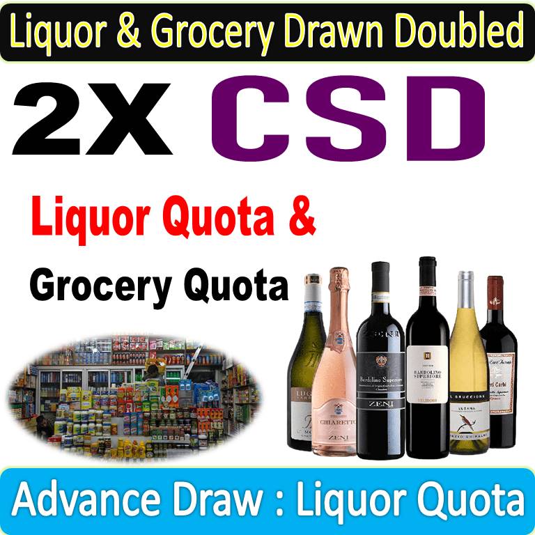 CSD Liquot quota and grocery items