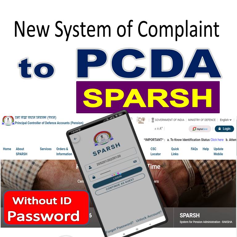 New System of Complaint to PCDA Pension SPARSH