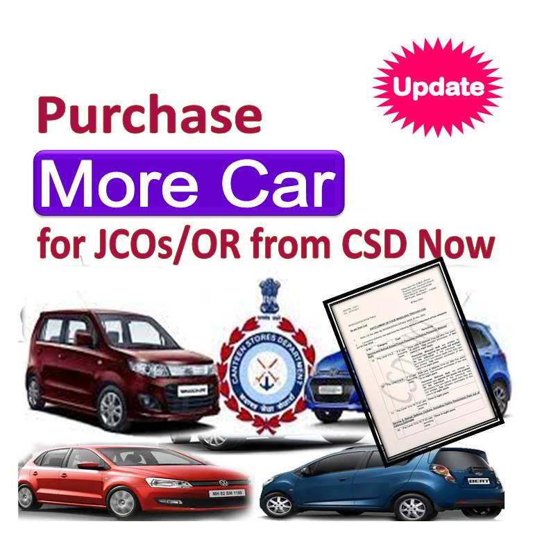 CSD Car Purcahse Quota Increased : More Car for JCOs OR