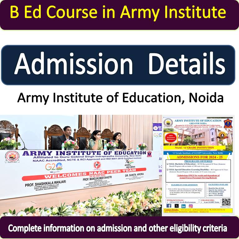 B Ed Admission in army institute of education noida