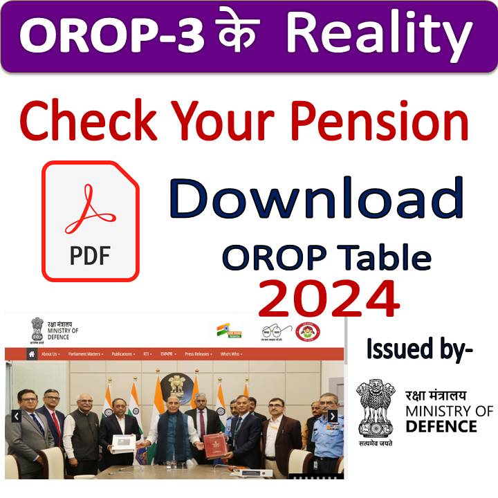 OROP 3 Pension Table PDF Download Link - Ex-Servicemen Info Club