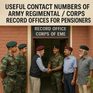 Useful Contact Numbers of Army Regimental / Corps Record Offices for Pensioners
