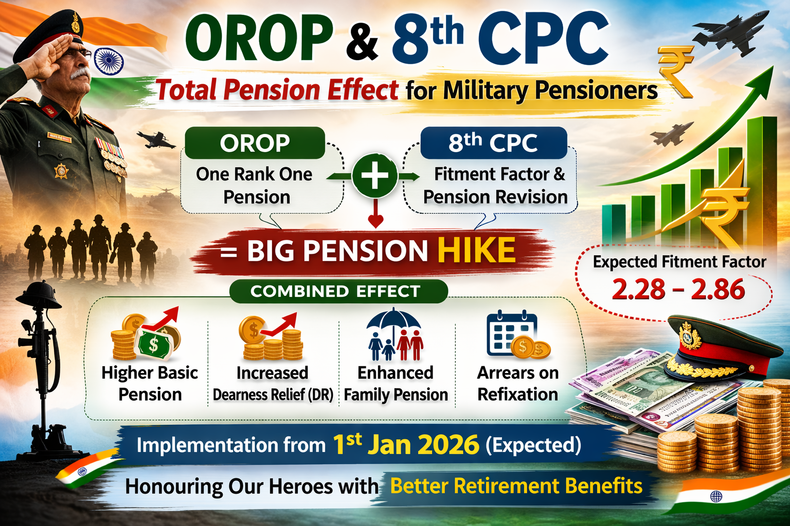 Understanding OROP & 8th CPC: Total Pension Effect for Military Pensioners in India