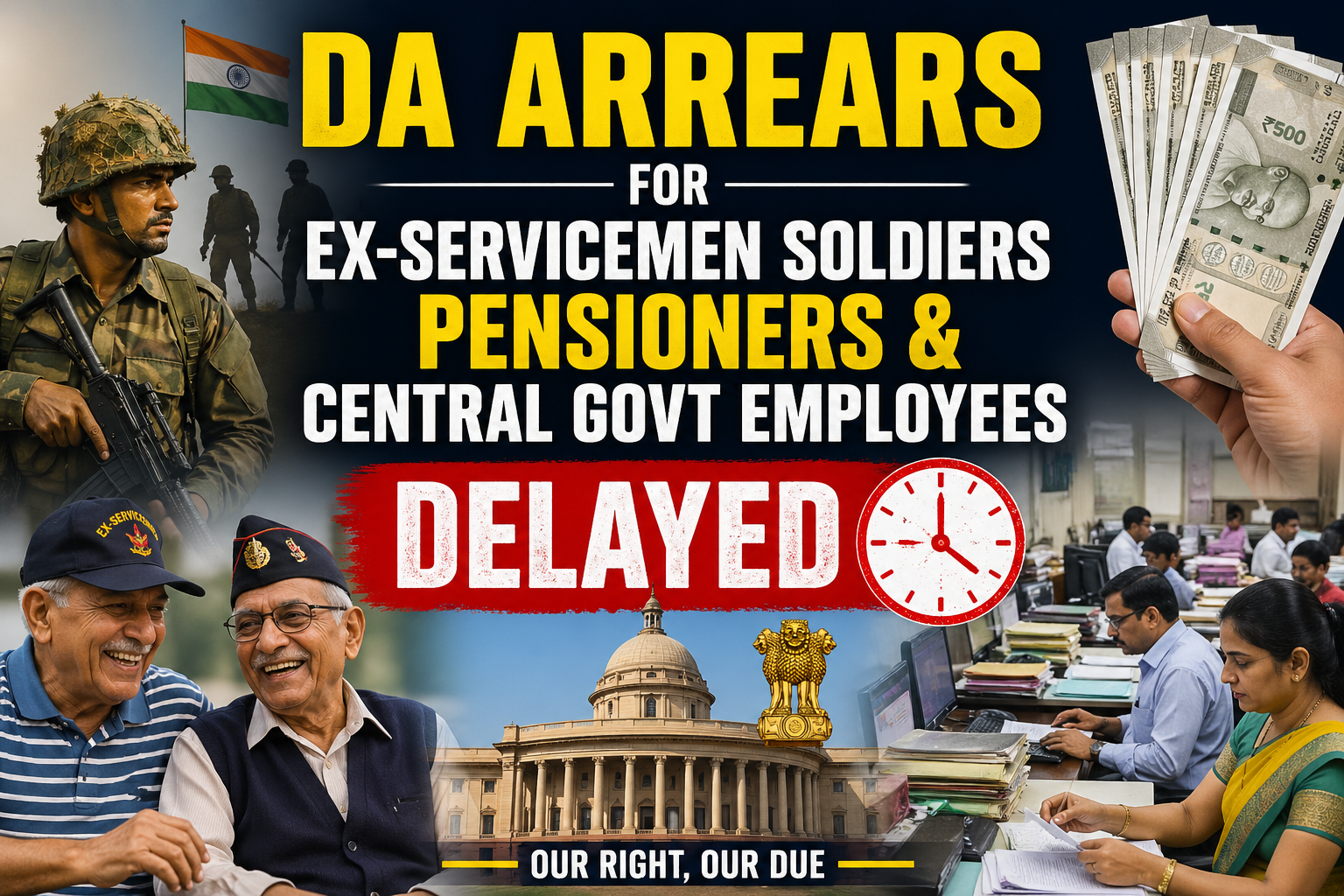 DA Arrears for Ex-Servicemen Soldiers Pensioners and Central Govt Employees Delayed