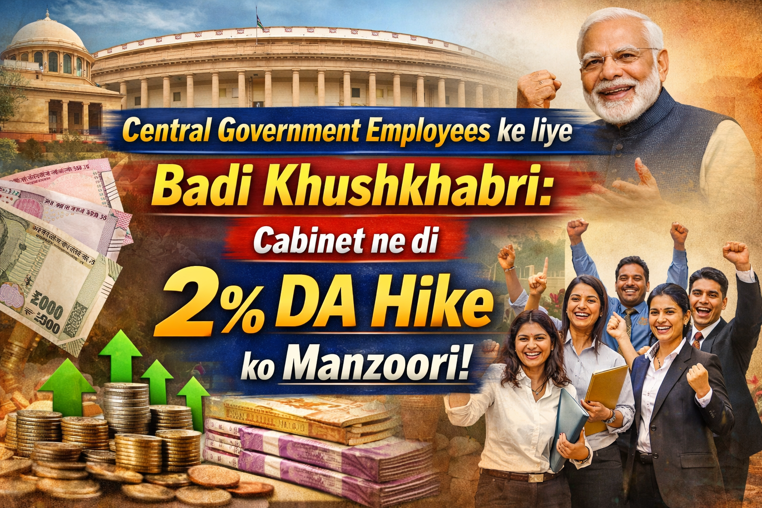 Central Government Employees ke liye Badi Khushkhabri: Cabinet ne di 2% DA Hike ko Manzoori!