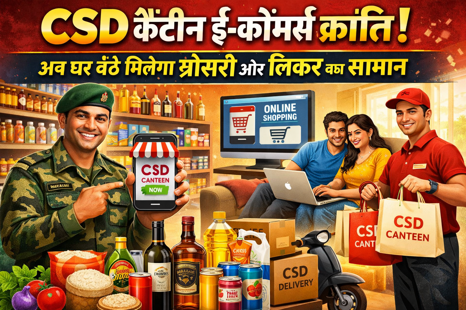 CSD कैंटीन ई-कॉमर्स क्रांति: अब घर बैठे मिलेगा ग्रोसरी और लिकर का सामान