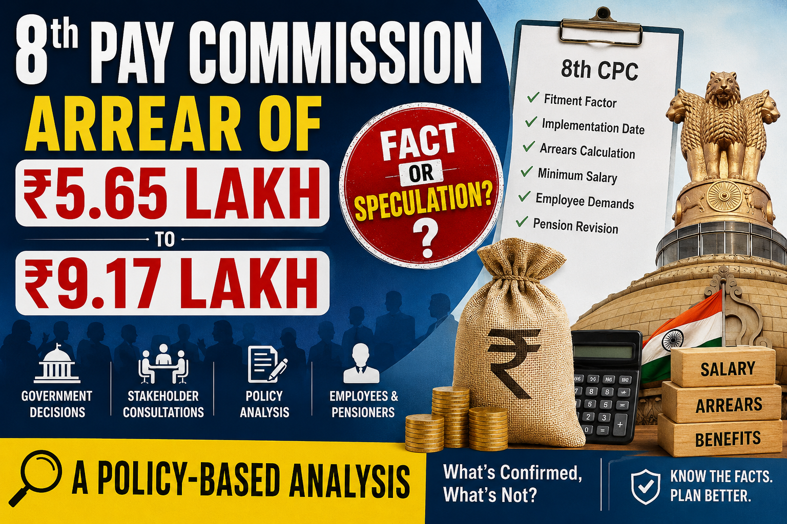 8th Pay Commission Arrear of ₹5.65 Lakh to ₹9.17 Lakh: Fact or Speculation? A Policy-Based Analysis of Viral Claims