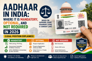 Aadhaar in India: Where It Is Mandatory, Optional, and Not Required in 2026 (Legal Position Explained)