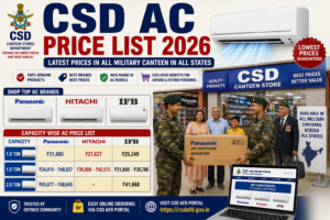 Latest CSD AC Price List 2026 in all Military Canteen in all States