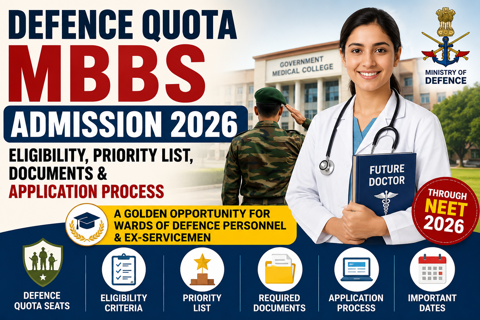 Defence Quota MBBS Admission 2026: Eligibility, Priority List, Documents & Application Process
