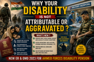 Why Your Disability is Not Attributable or  Aggravated ? New ER & GMO 2023 for Armed Forces Disability Pension
