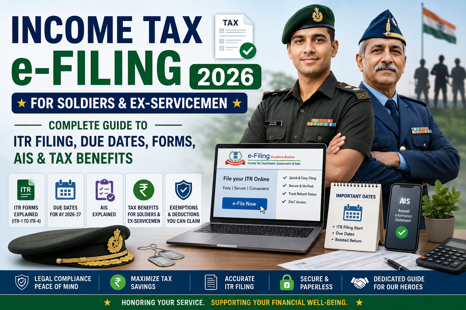 Income Tax e-Filing 2026 for Soldiers and Ex-Servicemen: Complete Guide to ITR Filing, Due Dates, Forms, AIS & Tax Benefit