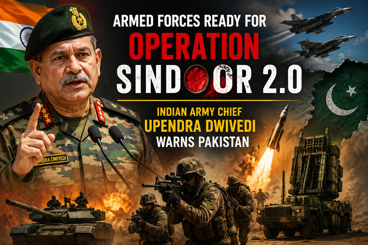 Armed Forces Ready for “Operation Sindoor 2.0 : Indian Army Chief Upendra Dwivedi Warns Pakistan