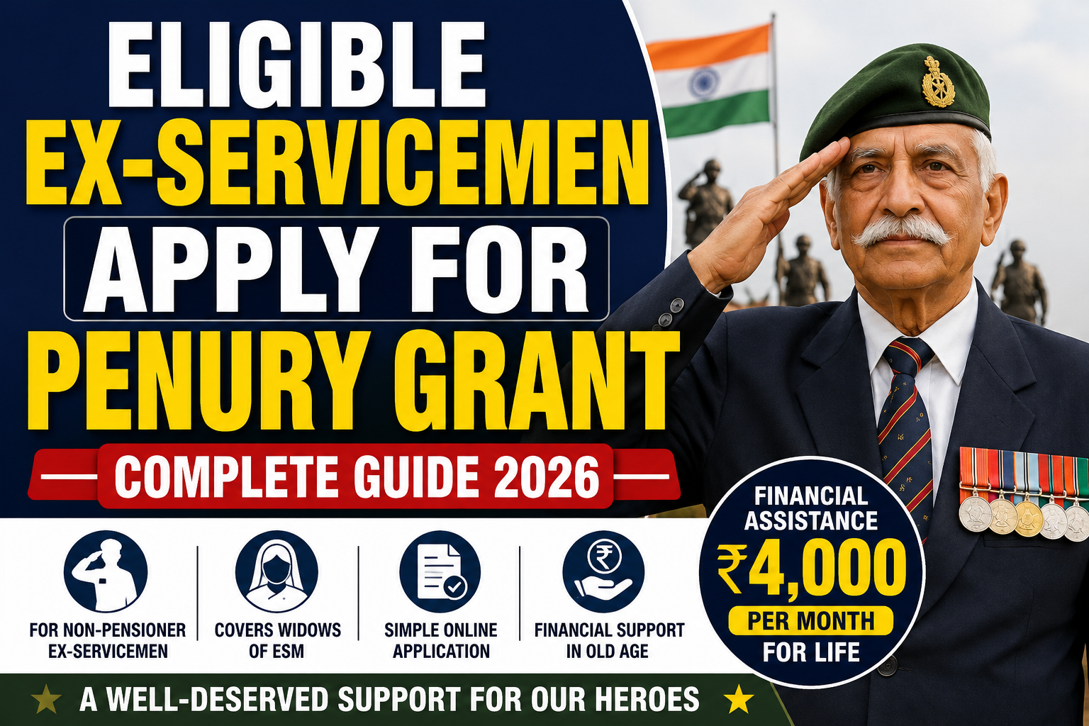 Eligible Ex-Servicemen Apply for Penury Grant : Complete Guide 2026