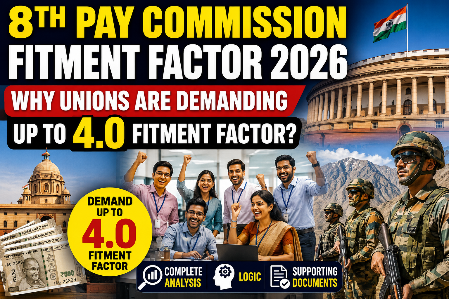 8th Pay Commission Fitment Factor 2026: Why Employee Unions Are Demanding Up to 4.0 Fitment Factor? Complete Analysis, Logic & Supporting Documents