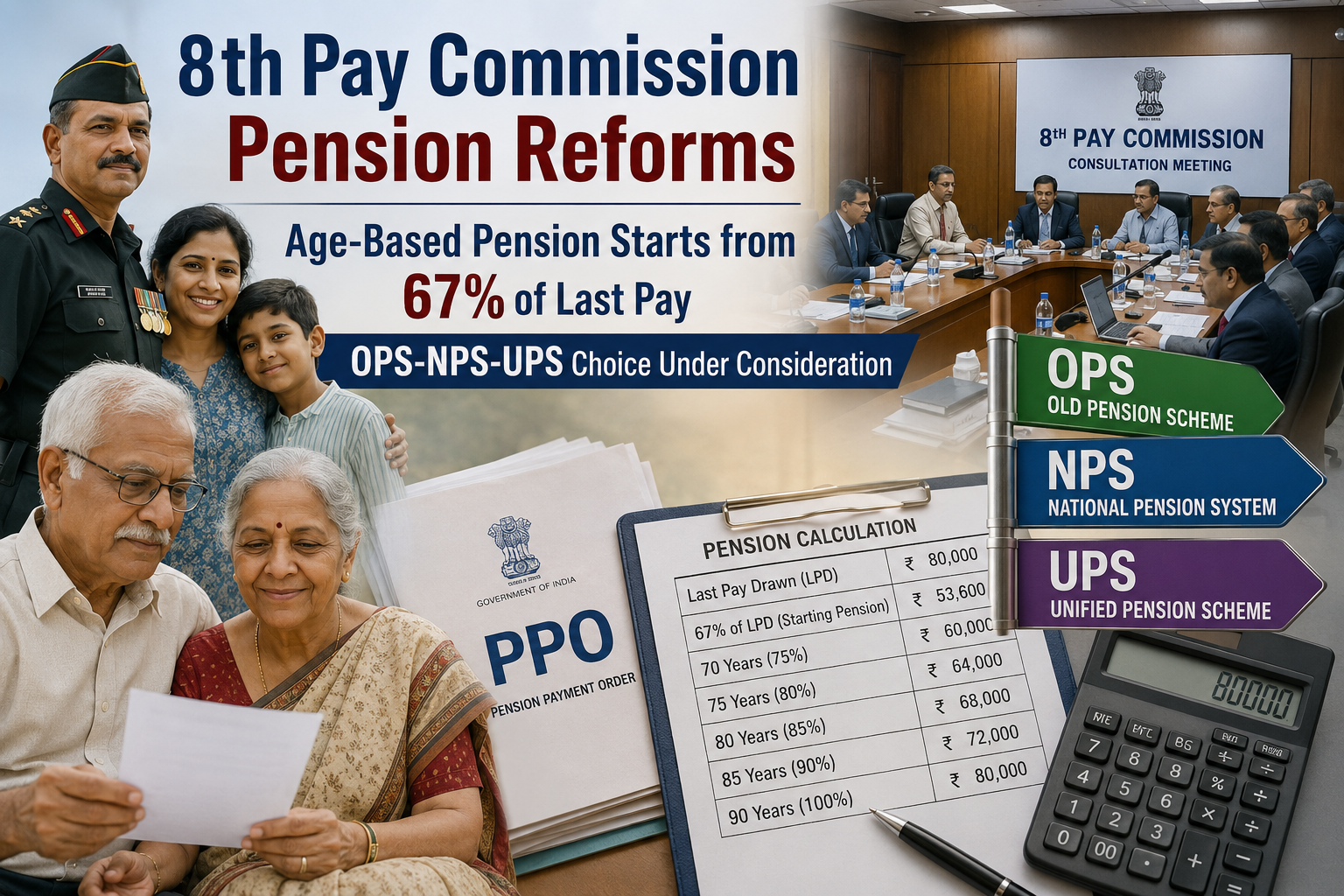 8th Pay Commission Pension Reforms: Age-Based Pension Starts from 67% of Last Pay
