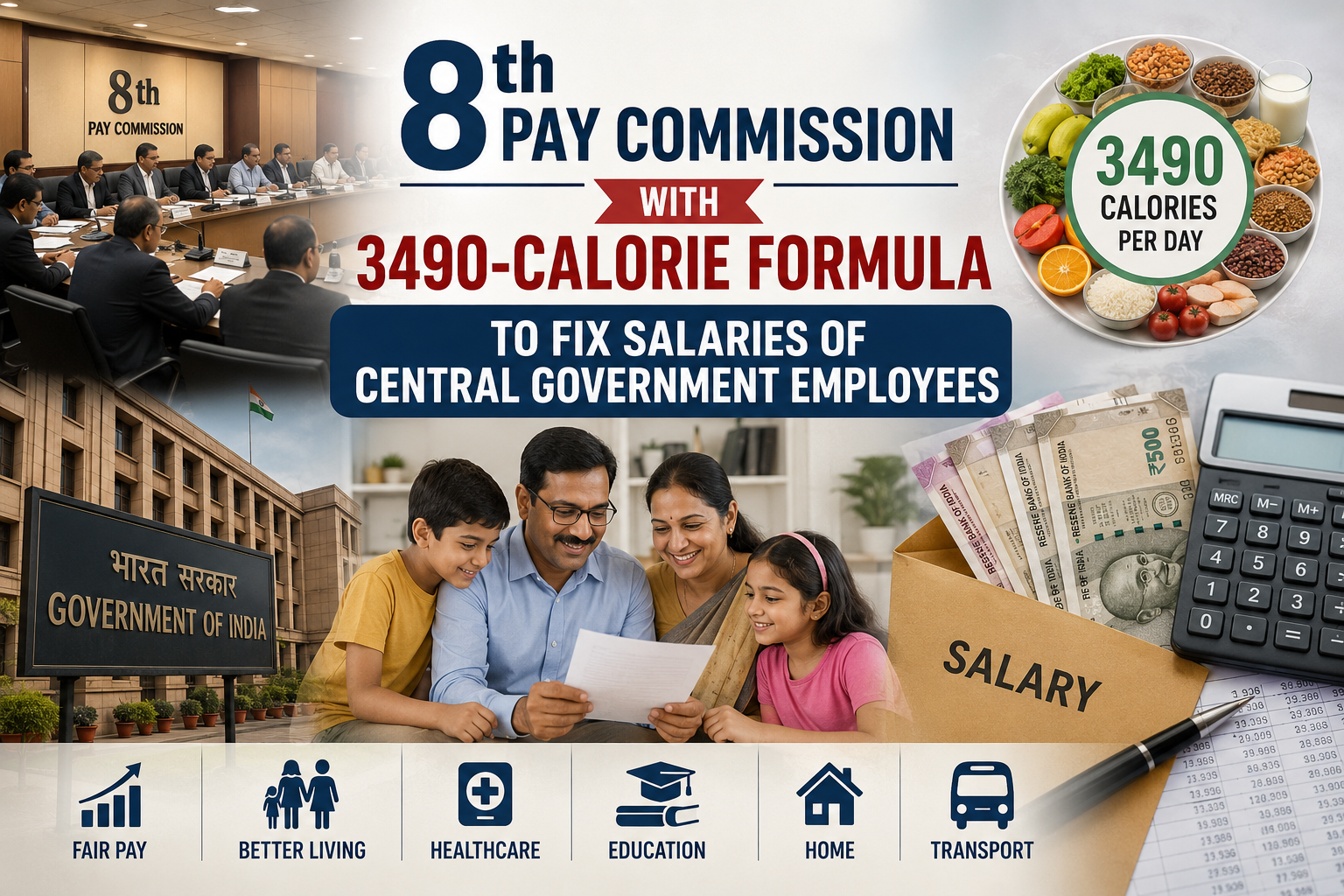 8th Pay Commission With 3490-Calorie Formula to Fix Salaries of Central Government Employees