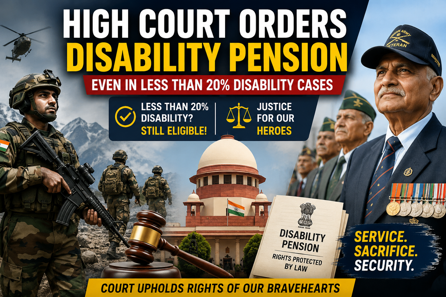 Punjab and Haryana High Court has upheld disability pension for an Army officer with less than 20% disability. Know how Supreme Court judgments in Sukhvinder Singh and Ram Avtar cases protect disability pension rights of Armed Forces personnel.