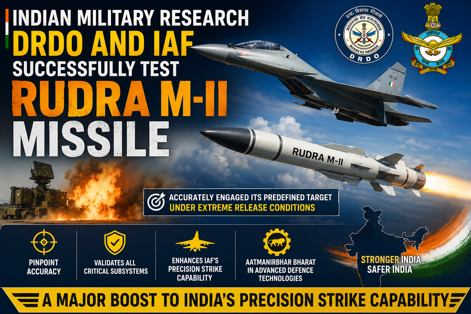 DRDO and IAF Successfully Test RudraM-II Missile: Major Boost to India’s Precision Strike Capability and Aatmanirbhar Bharat