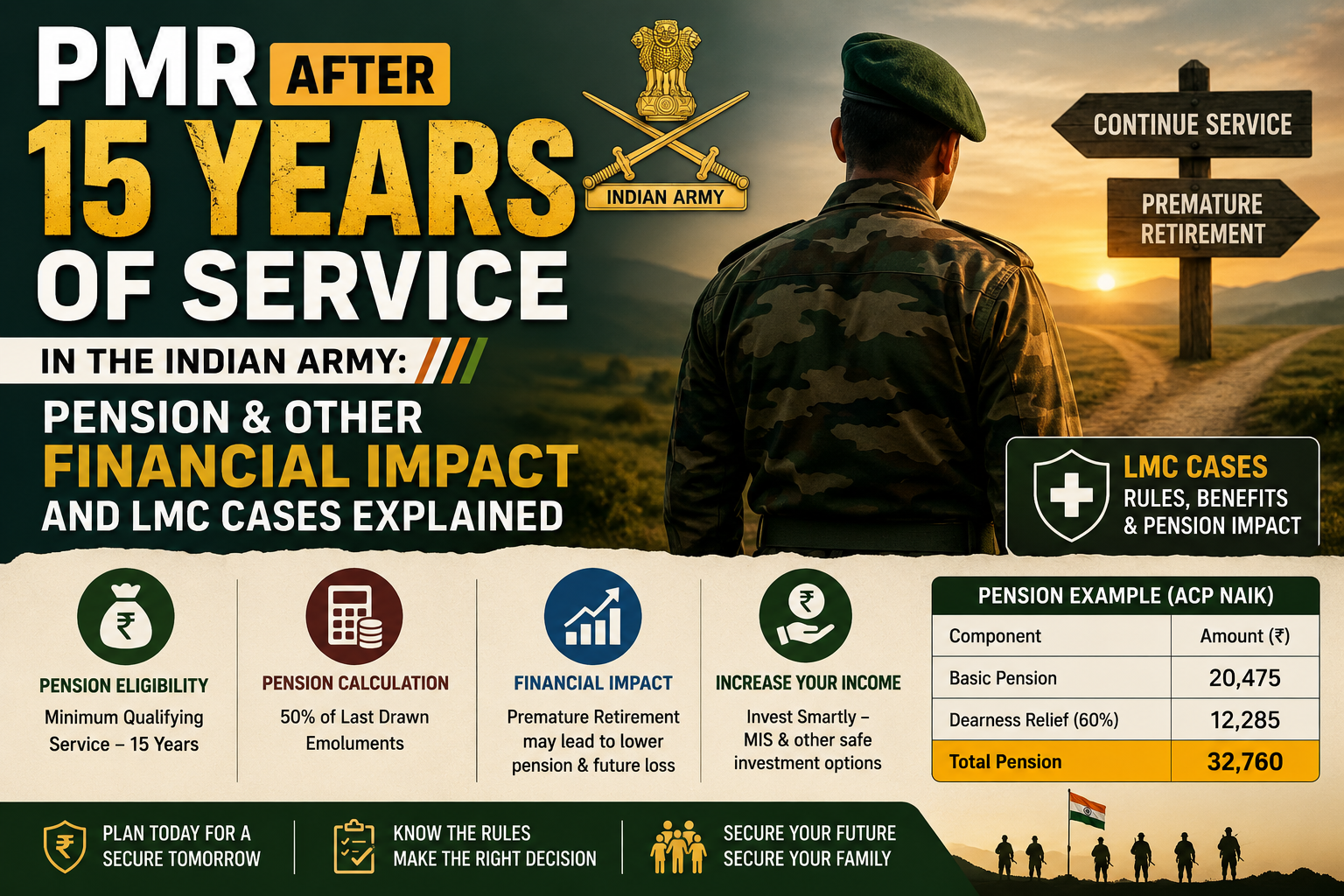 PMR after 15 Years of Service in the Indian Army: Pension & other Financial Impact and LMC Cases Explained