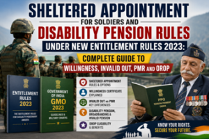 : Learn how Sheltered Appointment, Willingness Certificate, Invalid Out, PMR, Disability Pension, Invalid Pension, Broadbanding and OROP are governed under the Entitlement Rules 2023 for Indian Army soldiers. Discover eligibility, benefits and FAQs.