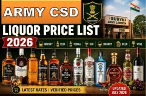 ARMY CSD LIQUOR PRICE LIST