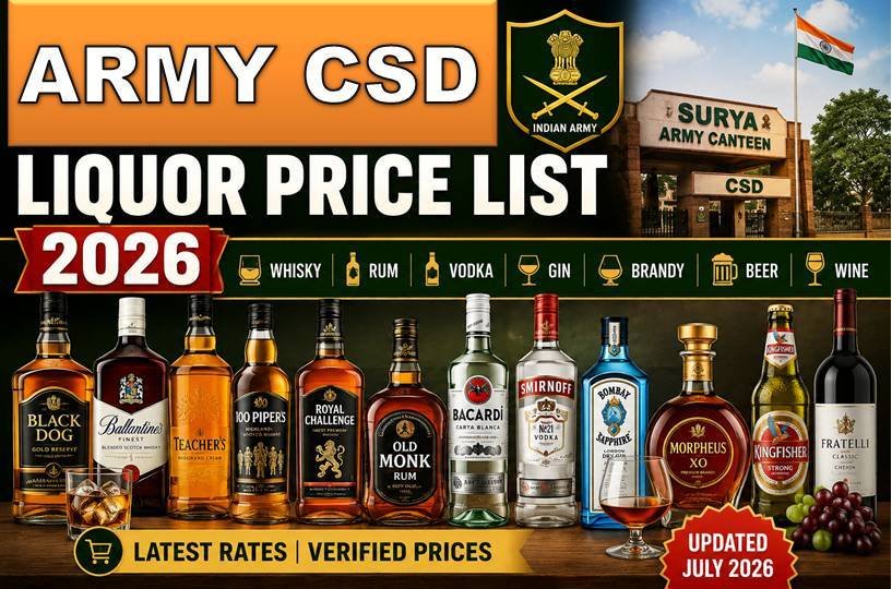Army Canteen CSD Liquor Price List 2026 – Whisky, Rum, Vodka, Gin ...