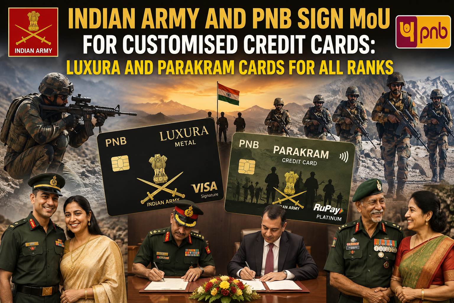 Indian Army and PNB Sign MoU for Customised Credit Cards: LUXURA and PARAKRAM Cards for All Ranks