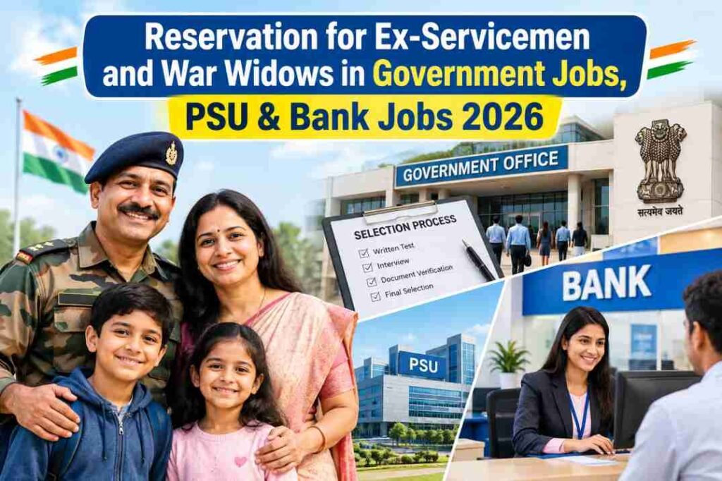 Reservation for Ex-Servicemen and War Widows in Government Jobs, PSU & Bank Jobs 2026